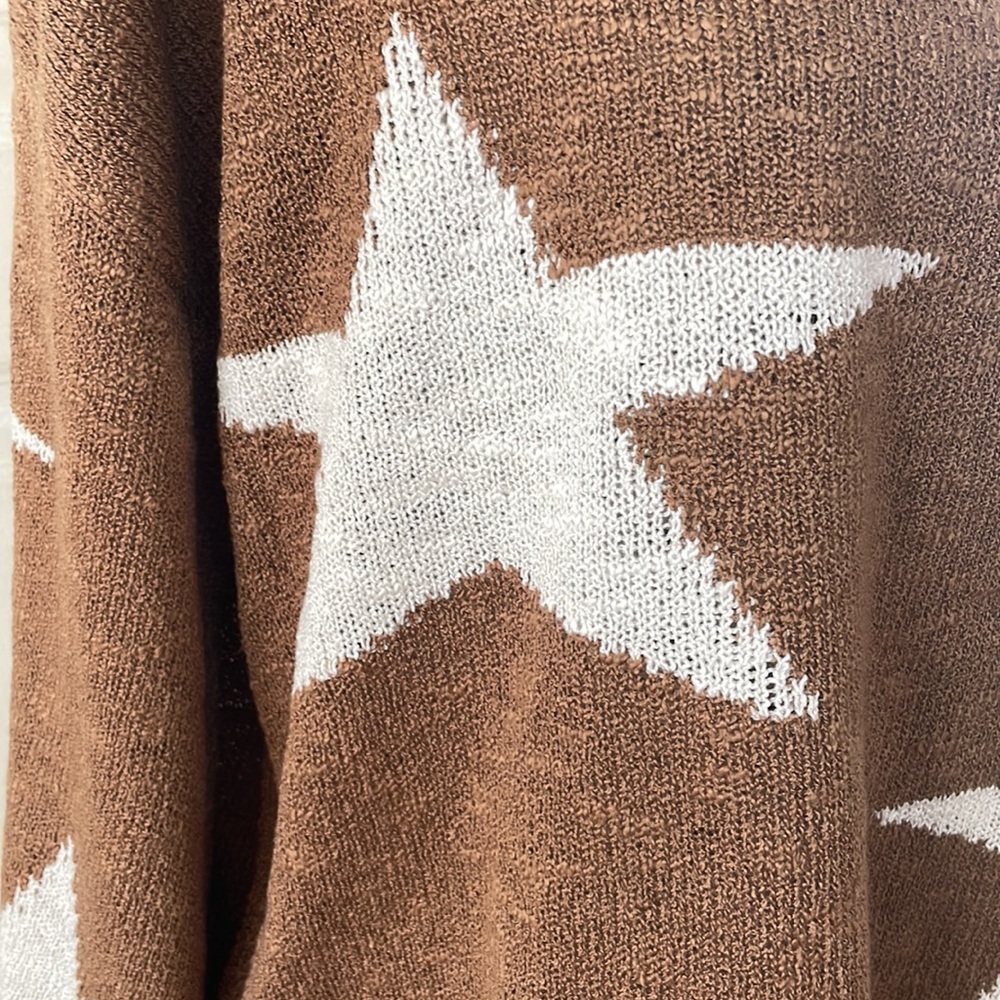 NWOT Camel Knit Star Sweater with Bell Sleeves - Picture 4 of 12
